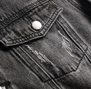 Veste en denim polyester/coton de couleur personnalisée, anti-rides, durable, élégante, anti-boulochage, respirante, séchage rapide, coupe-vent pour homme - Product Image 6