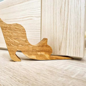 Butée de porte en bois artisanale avec finition à grain naturel, cale anti-rayures pour une décoration élégante de la maison, du bureau, de l'hôtel, de l'entrée - Product Image 1