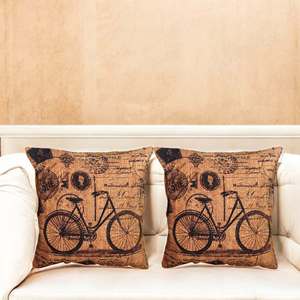 Vintage Bicycle Digital Printed Square Cushion Covers 16x16 Multicolor Decorative Throw Pillow Covers Handmade <b>Sofa</b> <b>Bed</b> Accent - Product Image 1