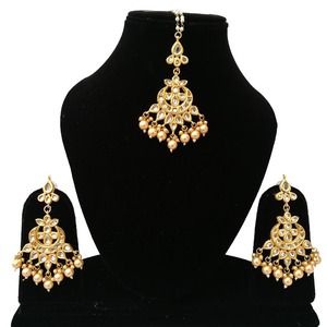 Boucles d'oreilles pendantes de style chandelier, diadème, alliage plaqué or, ornements de perles, bijoux pour femmes, pour les fêtes de mariage - Product Image 1