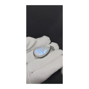 แฟชั่นขายดีเครื่องประดับพลอยมูนสโตนธรรมชาติสำหรับผู้หญิงเครื่องประดับ925เงินสเตอร์ลิงจี้มูนสโตนธรรมชาติ - Product Image 1