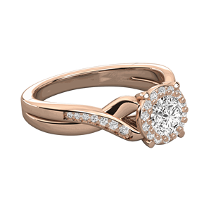 Bague de fiançailles halo à tige torsadée avec diamant rond - Product Image 3