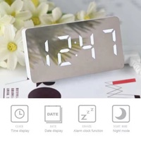Jam Alarm meja dan meja Digital, cermin LED Mini multifungsi dengan daya USB lampu malam Led, Jam Alarm meja dan meja