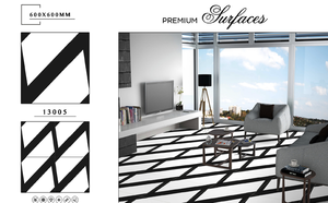 Azulejos de Piso Cuadrados Modernos de Porcelana Brillante y Mate, Esmaltados, de 8 mm de Grosor, en Blanco y Negro - Product Image 4