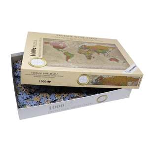 Rompecabezas de Mapa del Mundo Vintage de 1000 Piezas, Diseño Personalizado, Juguete Educativo con Función Magnética, Impresión de Logotipo DIY, Muestra Gratuita MAPS MINUTES - Product Image 1