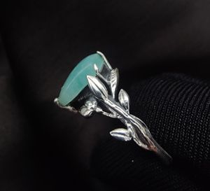 แหวนเงินแท้ 925 ประดับอเมซอนไนต์ทรงว่าว ชุบทอง งานแฮนด์เมด เครื่องประดับพลอย ขายส่ง รับสั่งทำ - Product Image 4