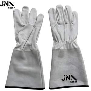 Guantes de soldadura nuevos de piel de cabra y piel de vaca de longitud extra para soldador Mig/Tig guantes de seguridad contra calor/fuego - Product Image 1