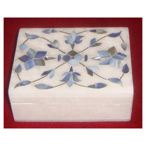 Boîte en marbre blanc décoration maison et bureau incrustation de serpillière bleu pur bijoux boîte en marbre vente en gros incrustation de nacre artisanale naturelle - Product Image 1