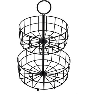 New Decorative Iron <b>Wire</b> Fruits <b>Baskets</b> With Handle 3 Tier Round Shape Black Finished Large Tabletop <b>Storage</b> <b>Basket</b> - Product Image 3
