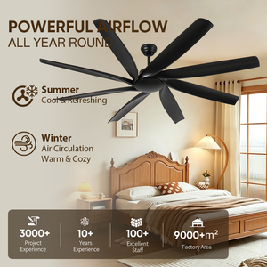 USA In Stock 72 Inch Large Industrial <b>Ceiling</b> <b>Fan</b> No Light <b>Remote</b> Control Quiet Reversible DC Motor for Garage Patio Living Room - Product Image 3