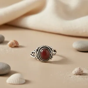 "Rose Gold & Rhodium Plated Trendy <b>Garnet</b> <b>Ring</b> for Women-Natural Gemstones Inlay Setting" - Product Image 3