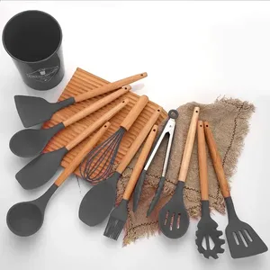 Juego de 12 utensilios de cocina de silicona ecológicos con mango de madera, aptos para lavavajillas, en caja - Pedido mínimo de 12 piezas - Product Image 6