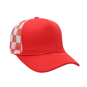 Gorra de béisbol a cuadros Rosa unisex, gorras de camionero personalizadas con espuma, gorra de camionero de malla de estilo deportivo en blanco para hombres y mujeres - Product Image 5