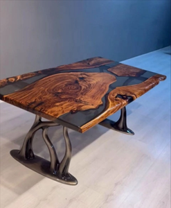 Mesa de Comedor Rectangular de Resina Epoxi Hecha a Mano de Lujo para el Hogar, Oficina, Hotel, Sala de Estar, Regalo de Diwali - Product Image 4