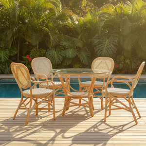 Elegante y Cómodo Juego de Comedor de Mimbre/Ratán de Diseño Asiático Compacto para Espacios Acogedores en Hogares, Apartamentos y Hoteles, Procedente de Indonesia - Product Image 1