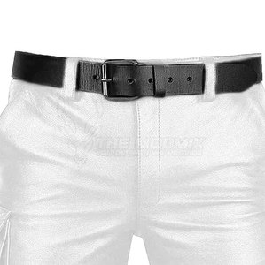 Pantalones Cortos Clásicos de Cuero Blanco para Hombre, Moda 2026, Material Suave y Cómodo con Trabillas para Cinturón - Product Image 3