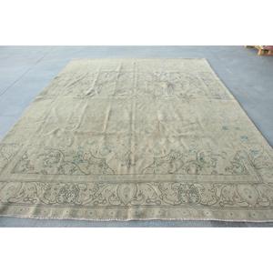 Turkish Rug <b>9</b>,1x12 ft, Gray Blue Moroccan Wool Vintage Rug - Product Image 1
