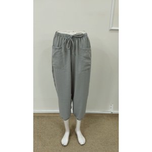 Women's <b>Elastic</b> <b>Waist</b> Drawstring Button Detail <b>Trousers</b>, 36567 - Gray - Product Image 4