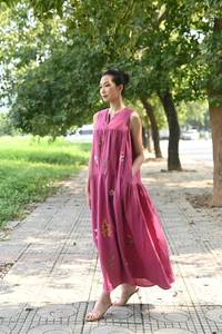 TAYLOR Trapèze Lin Maxi Robe Sans Manches De Mariage Invité Look À La Main Broderie Tenue D'été Femmes - Product Image 6