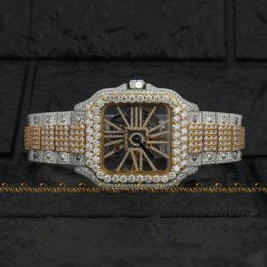 Nueva llegada de lujo de alta calidad Moissanite diamante reloj de cuarzo diseño de esqueleto de cristal inteligente prestigio 'iced Out' estilo adultos - Product Image 1