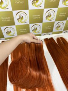 ผมต่อแบบตรงจากกระดูกผมเส้นผมสีส้ม30 "75ซม. ผมมนุษย์ชาวเวียดนามราคาโรงงาน100% - Product Image 3