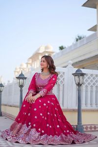 2024 été lourd renard Georgette filles décontracté fête Lehenga Choli parole longueur tissé impression Festival broderie séquence lavable - Product Image 6