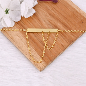 High Quality Brass Yellow Gold Plated Plain Necklace Classic Necklace With <b>Link</b> Chain For Women's Boho Necklace Gift For Her - Product Image 6