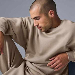 Sudadera con capucha de talla grande para hombre de alta calidad, jersey de cuello redondo de lana de algodón 100% con logotipo estampado personalizado para actividades al aire libre de invierno - Product Image 4