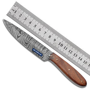Couteau de chasse fait main manche en bois d'acajou de haute qualité lame en acier damas DD-DAM-547 gaine en cuir gaufré OEM - Product Image 3