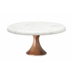 STAR <b>CRAFT</b> INDIA Wooden Single Tier Dessert Stand Marble and Wood Cake Stand Cake Platter Hot Selling 2024 - Product Image 1