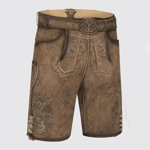 Lederhosen bavarois rustique | Shorts allemands en cuir antique pour hommes | Tenue vintage Oktoberfest - Product Image 2