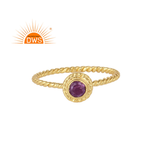Hot Selling Sterling <b>Silver</b> 18K Gold Plated Natural <b>Amethyst</b> Gemstone Stackable <b>Ring</b> Demi Fine Jewelry Manufacturer - Product Image 1