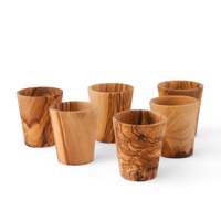 Verre à shot artisanal vintage en bois d'olivier tunisien, capacité 25 ml, écologique et durable, logo personnalisable pour les fêtes