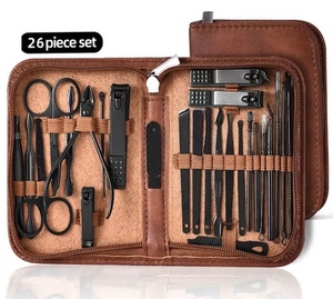 Kit de soin des ongles 26 pièces, ensemble d'outils de manucure en acier inoxydable, étui portable, style classique pour hommes et femmes, étiquette privée OEM - Product Image 1