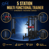 Appareil de musculation multifonctionnel commercial 5 stations avec croisement de câbles et pile de poids pour entraînement de force en salle de sport