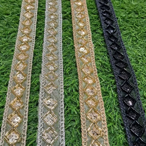 ลูกไม้ตาข่ายลายดอกไม้แบบเป็นมิตรกับสิ่งแวดล้อม ประดับด้วยลูกปัดปัก สำหรับชุดแต่งงาน ชุดเจ้าสาว กระเป๋า สิ่งทอภายในบ้าน และรองเท้า - Product Image 1