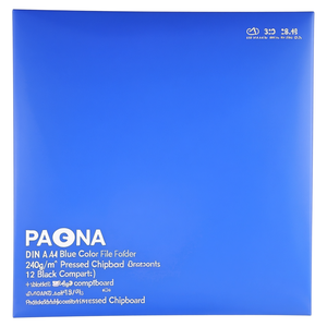 PAGNA DIN <b>A4</b> Blue Color File <b>Folder</b> 240g/m Pressed Chipboard with 12 Black Compartments 240g/m Pressed Chipboard - Product Image 3