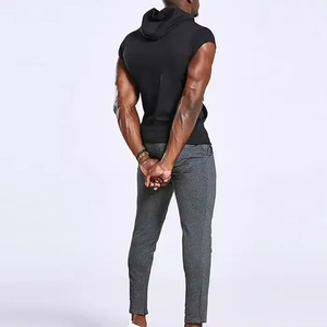 OEM High Quality Workout Fitness Sleeveless Gym Hoodie Custom logo Muscle Fit Hooded Neck Hoodies for Men men's hoodies - Product Image 2