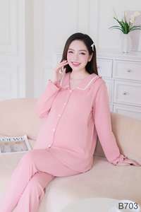 Conjunto informal minimalista para maternidad y posparto de algodón de manga larga B703 Anti-retráctil Buena absorción Diseño personalizado Anti-retráctil - Product Image 5