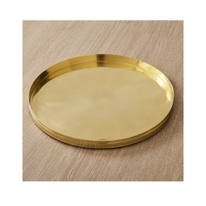การออกแบบที่เรียบง่ายและเรียบง่ายทรงกลมอลูมิเนียมและทองเหลืองชุบทองเสิร์ฟทาล - Product Image 1