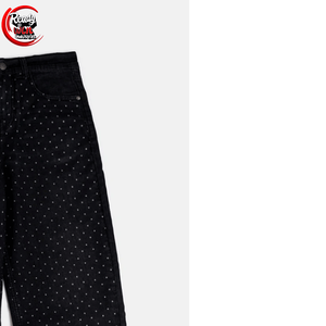 กางเกงยีนส์ขาตรงเอวสูงทรงหลวมเอวสูงมีกระเป๋าผ้ายืดสำหรับผู้หญิงแนววินเทจ - Product Image 4