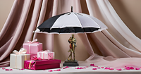 Grand Parapluie en Résine Amoureux Romantique Couple Amour Statue Mode Musique-Thème Figurine Home Office Fête d'Anniversaire Décor Art Décor