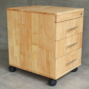 Minimalist Design TCN68001 3-<b>Drawer</b> Personal Metal File Cabinet 50x40x50cm Rubber Wood Movable for Office or <b>Workshop</b> Use - Product Image 2