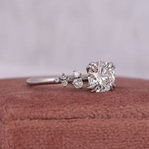 Anillo certificado IGI de diamante cultivado en laboratorio de corte chapado en oro sólido de 14KT para mujer, propuesta de diseño Floral a la moda, estilo romántico de lujo - Product Image 6