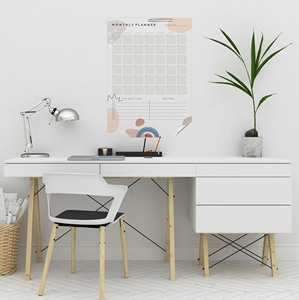 Organizador planificador mensual reutilizable modelo-17, vidrio de poliestireno duradero/madera, pizarra blanca de borrado en seco, superficie, electricidad estática - Product Image 2