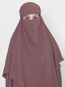 Venta caliente Diseñador Mujeres Naqab Manga larga Negro Burqa Estilo étnico Sólido Hijab Khimar Conjunto Abaya Disponible al mejor precio - Product Image 6