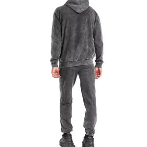 2025 Unisex Custom Bulk Oversized Baggy Joggers Sets Cotton Fleece <b>Hoodie</b> and Tracksuit Set Unisex Acid Wash Sweat suits for Men - Product Image 3