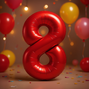 Palloncini Numero Rosso N8 45cm, Confezione da 12 Pezzi per Feste - Product Image 3