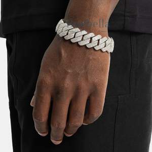 19mm or blanc 925 argent Sterling VVS Moissanite diamant glacé Prong Cuban Link Bracelet pour hommes Fine Hip Hop Jewelry - Product Image 2