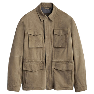 เสื้อแจ็คเก็ตซาฟารีหนังวัวมีกระเป๋าสี่แบบตามสั่ง - Product Image 1